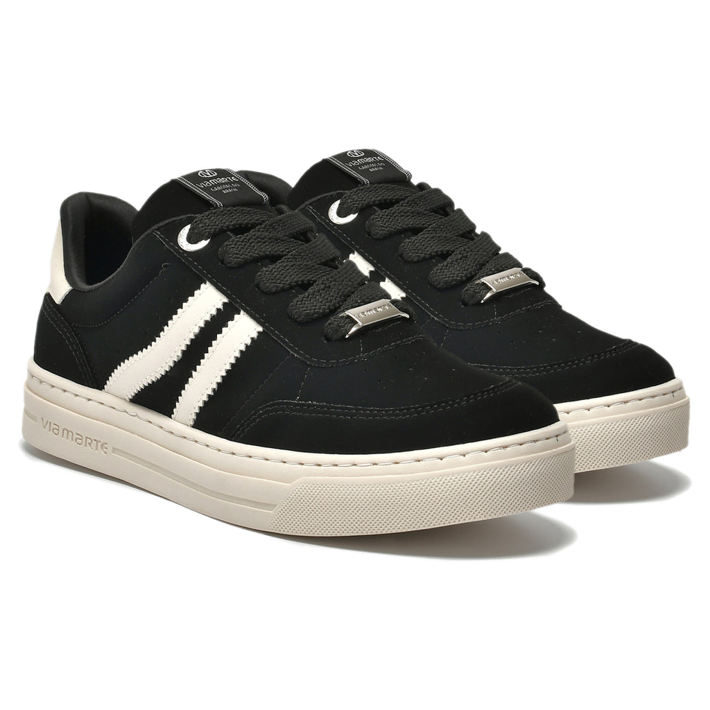 Tênis Via Marte Feminino Listrado Casual Nobuck
