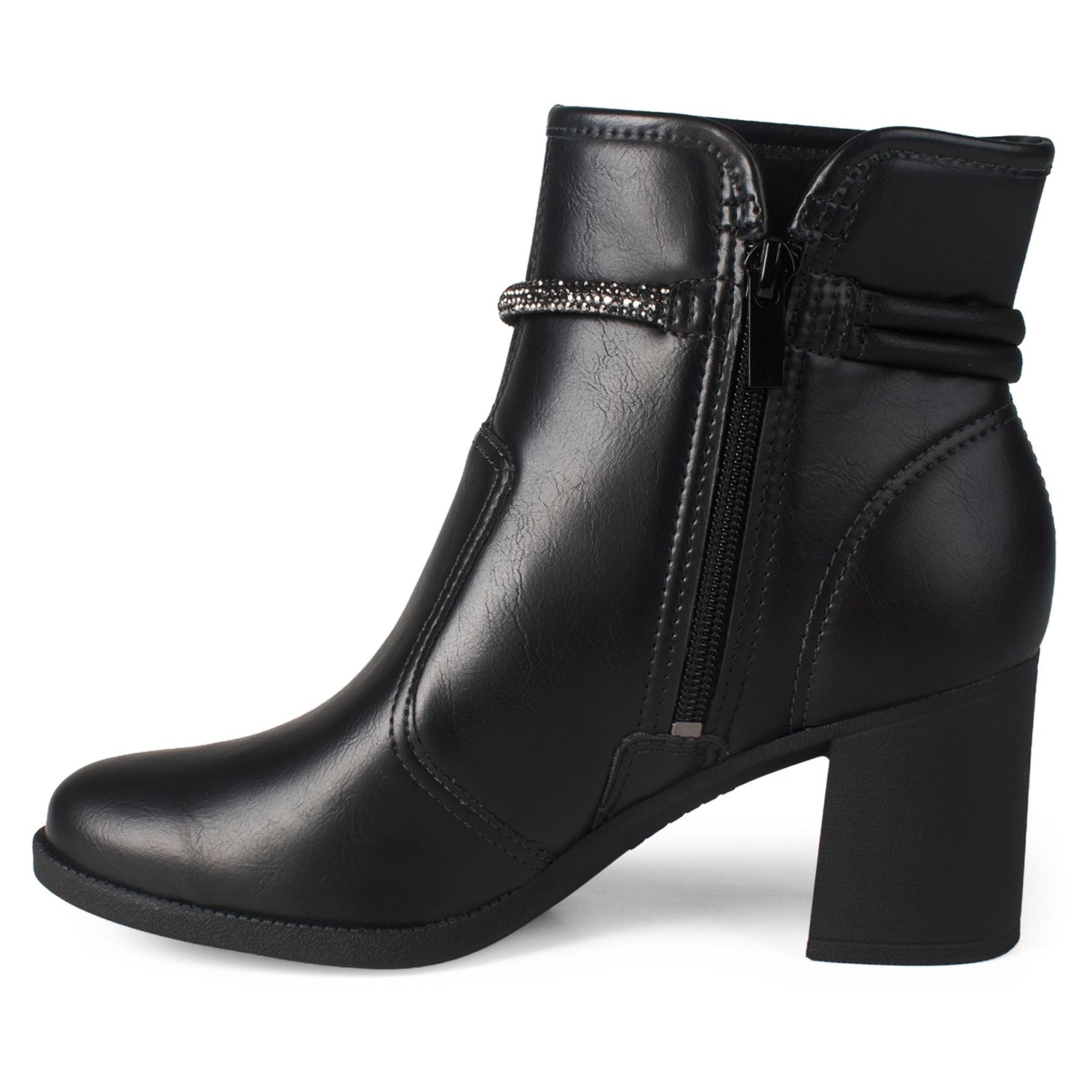 Bota Feminina Dakota Cano Baixo Strass Salto Bloco