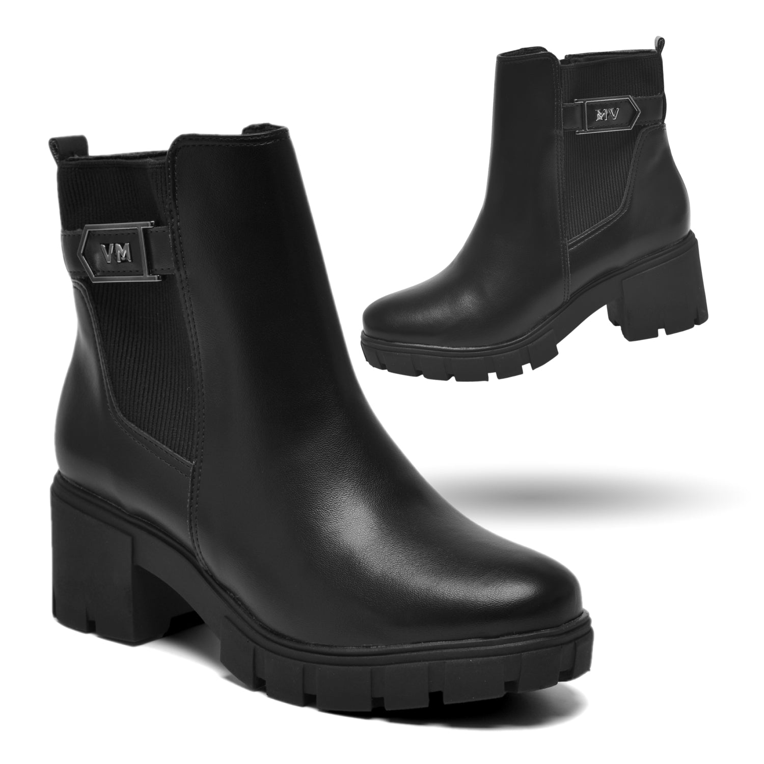 Bota Feminina Via Marte Tratorada Salto Bloco Zíper 001-009