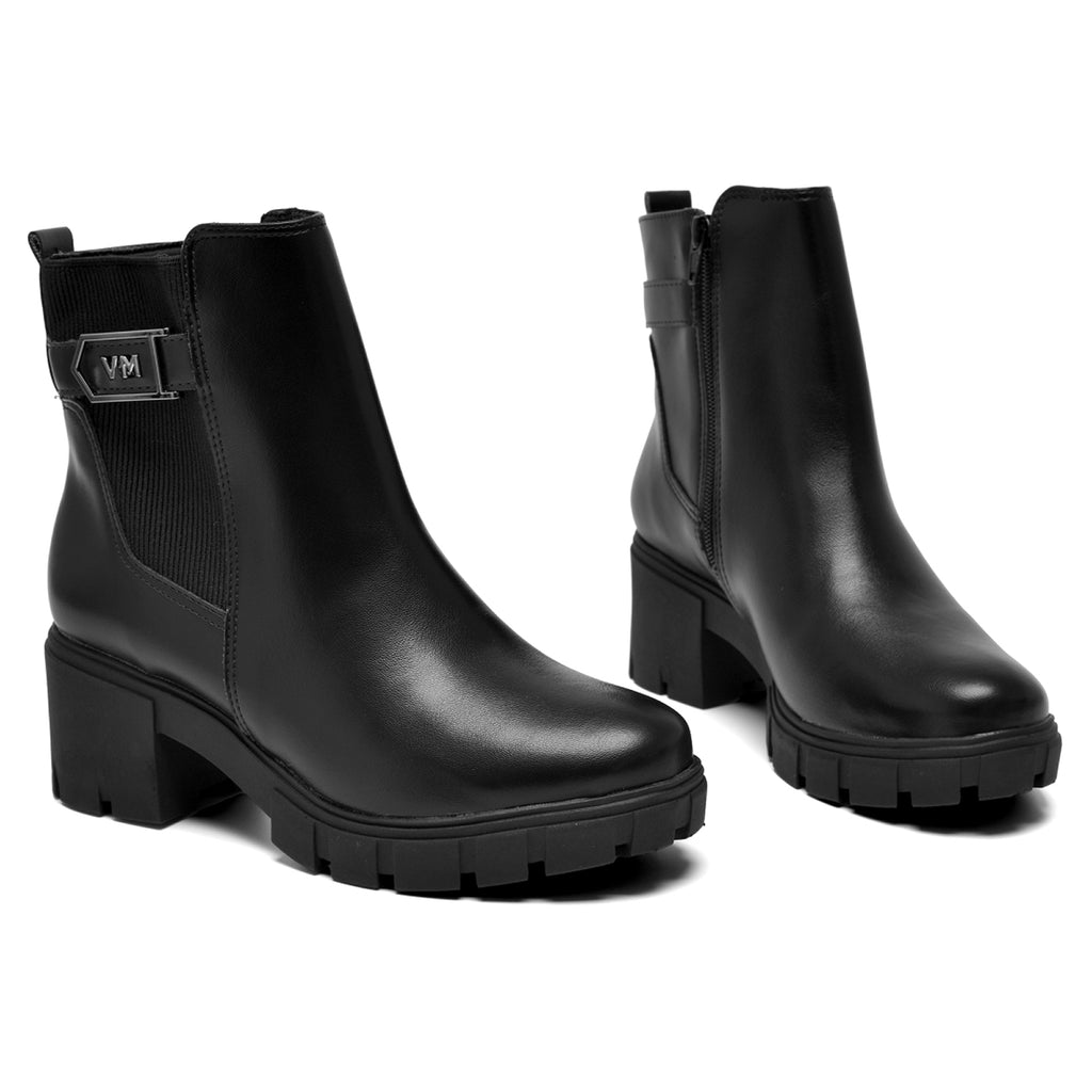Bota Feminina Via Marte Tratorada Salto Bloco Zíper 001-009