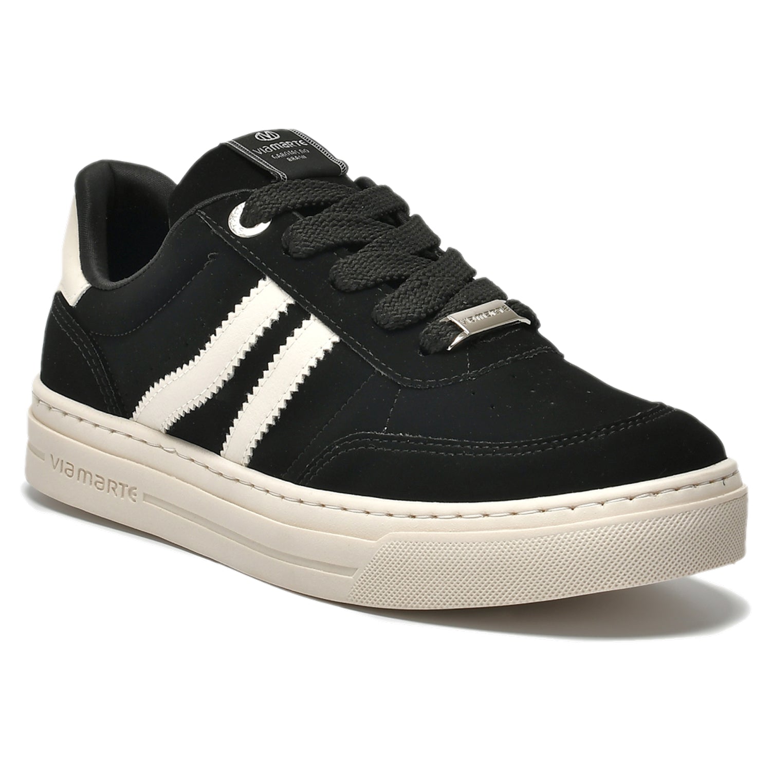 Tênis Via Marte Feminino Listrado Casual Nobuck